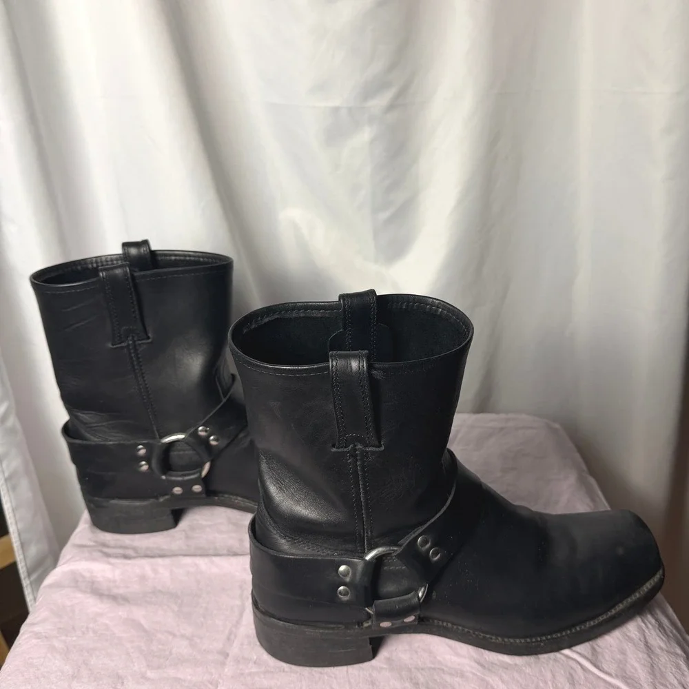 VTG Frye Harness 8R Men's 11M Black Leather Engineer Boots Made in USA Moto Work